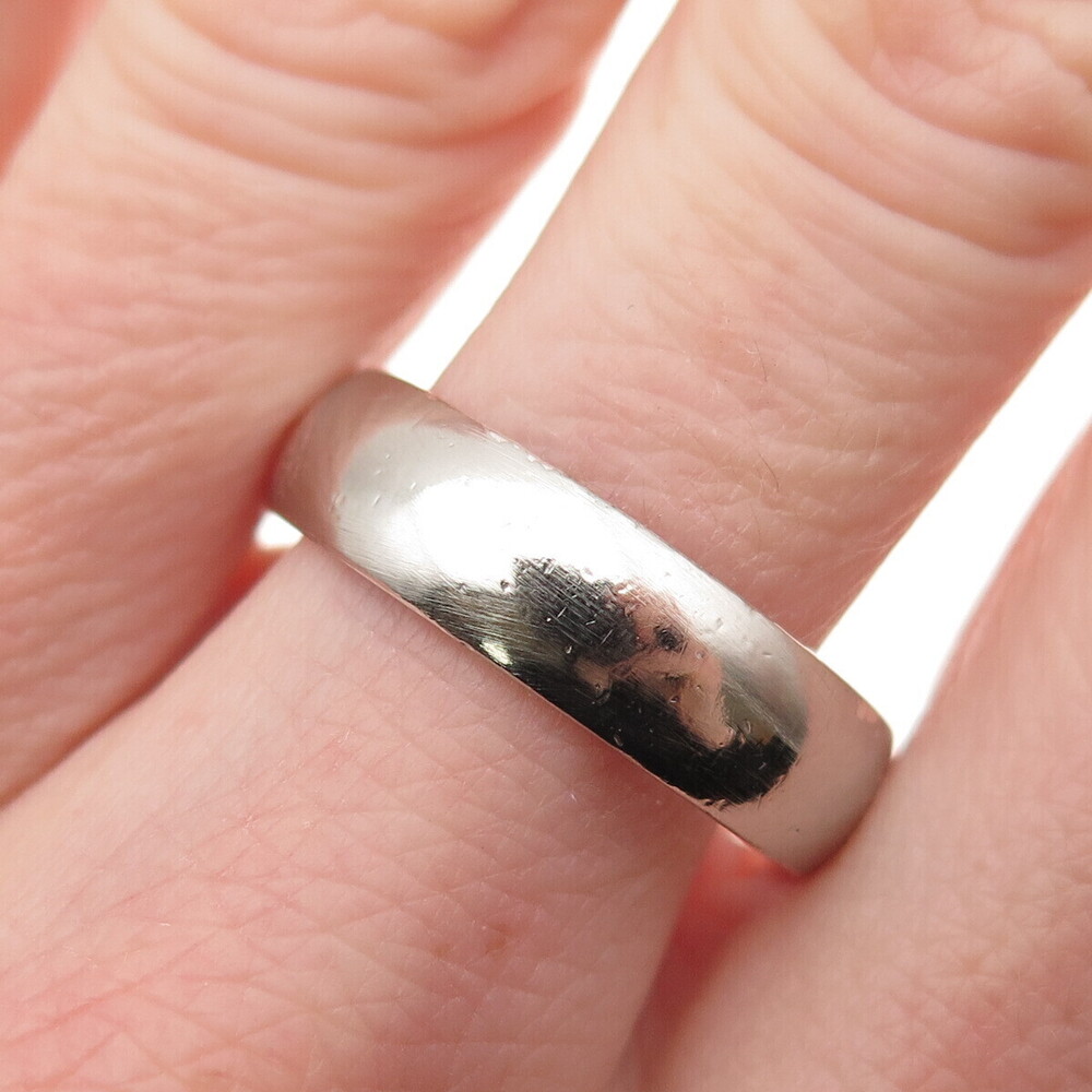 Uncas 925 Sterling Silver Antique Art Deco Wedding Oxidized Band Ring Size 11